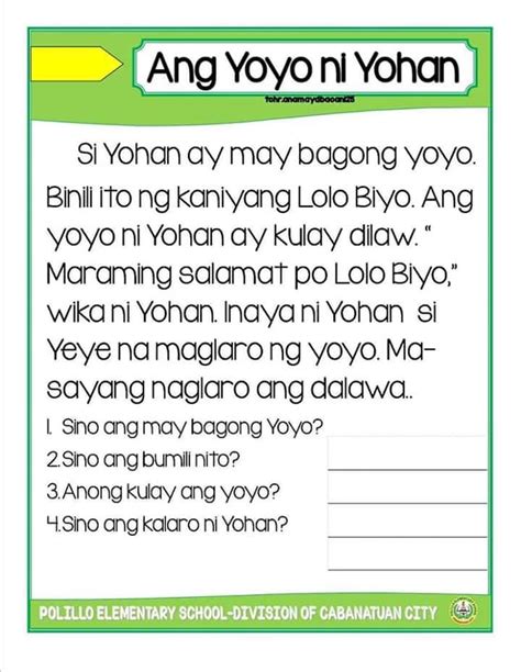 Filipino Reading Comprehension Worksheets For Grade 5 Thekidsworksheet