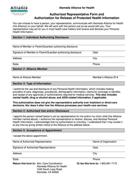 Alliance Authorized Representative Form  Fill Online, Printable
