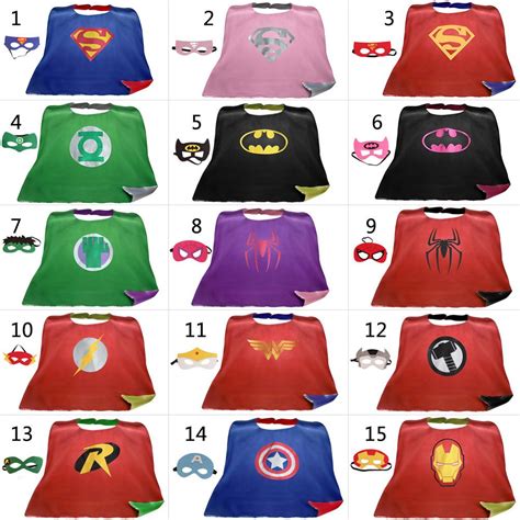 l90 70cm teen and adult superhero capes cape mask double side satin fabric spiderman ironman capes