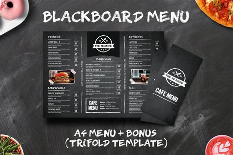 Blackboard Menu Trifold Menu Brochure Templates Creative Market