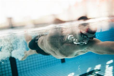 Male Athlete Swimming In Pool Stock Photo Image Of Sportsman Crawl