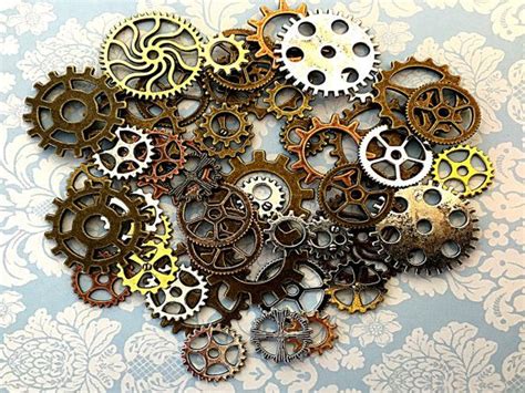 Old Steampunk Gears Cogs Buttons Watch Parts Altered Art Brass Etsy