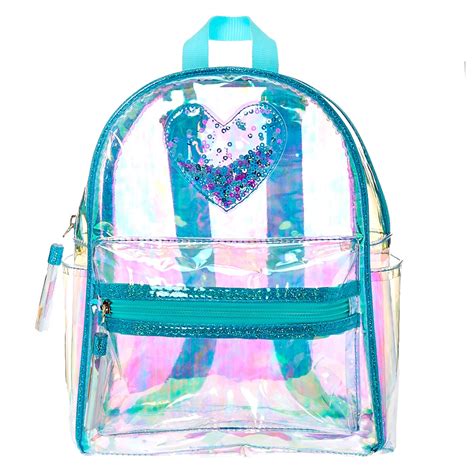 Clear Iridescent Mint Mini Backpack Cute Mini Backpacks Glitter