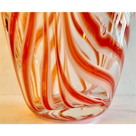 Clear White And Orange Tall Murano Glass Vase From 80 S Chairish