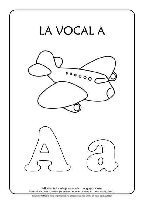 Dibujos Para Colorear Preescolar Las Vocales Impresion Gratuita