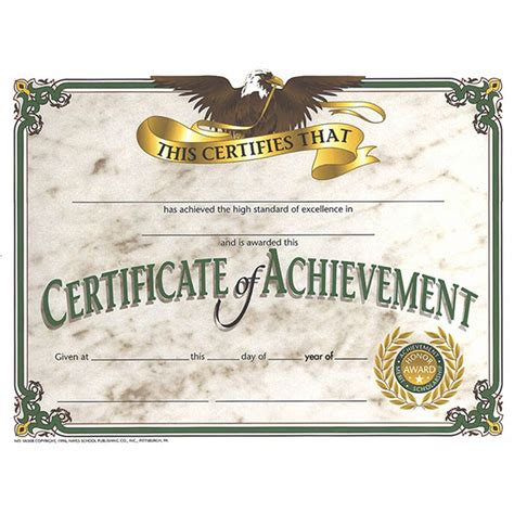 Certificate Of Achievement 85 X 11 Pack Of 30 H Va508 Flipside