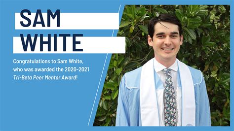 sam white awarded tri beta peer mentor award unc department of biology