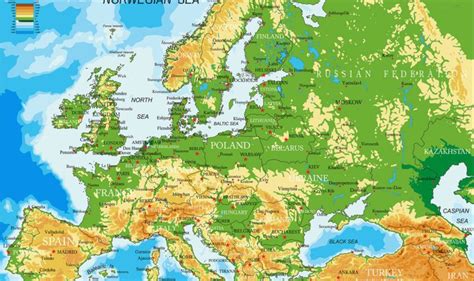 Mapa Físico da Europa SÓ ESCOLA