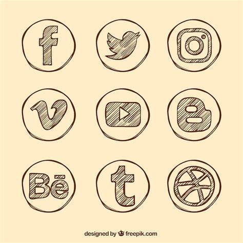 Free Variety Of Hand Drawn Social Media Icons Nohatcc