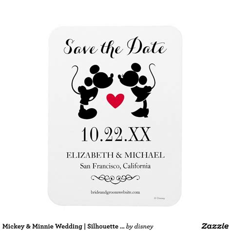 Mickey And Minnie Wedding Silhouette Save The Date Magnet Zazzle