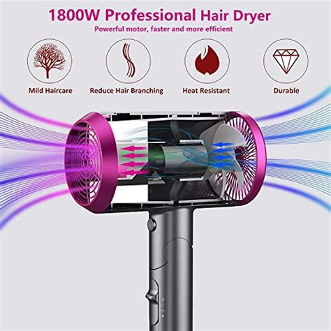 Ionic Hair Dryer 1800w Powerful Blow Dryer Foldable With 1 Diffuser