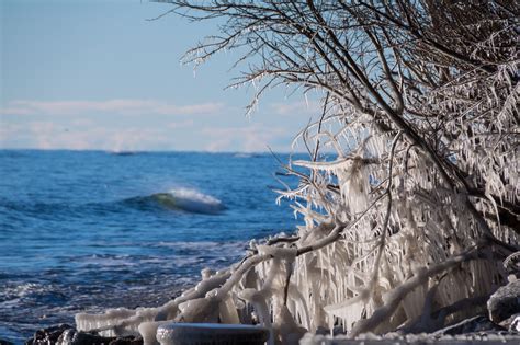 Wallpaper Sea Rock Shore Snow Winter Ice Cold Coast Cliff Terrain Tree Is Season