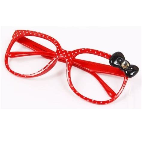 Hello Kitty Bow Style Nerd Eye Glasses Frame Red With Bling Rhinestone
