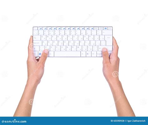 Female Hands Holding The Keyboard Stock Photo Image Of Business