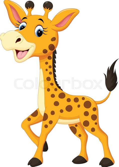 Vector Illustration Of Cute Giraffe Cartoon Isolated On White