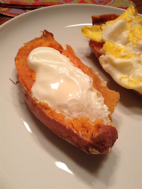 Protein Packed Baked Egg Stuffed Sweet Potato