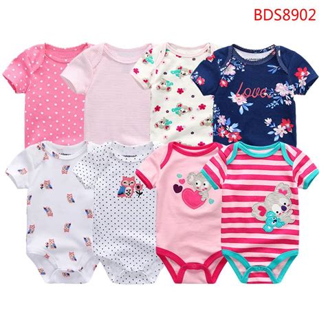 8pçs macacão de algodão infantil feminino para verão pijama infantil para bebê recém nascido 0