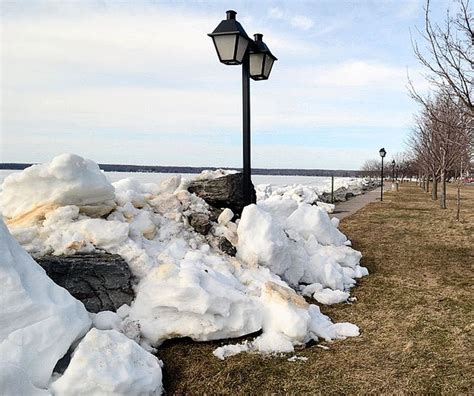 Oneida Lake Ice Piles Ashore At Sylvan Beach Park