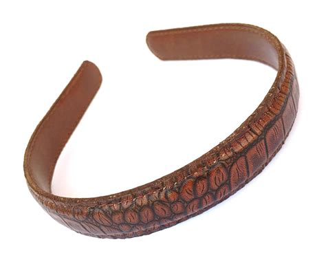 Wardani 4 Cm Alligator Gator Leather Headband Stitched Edges