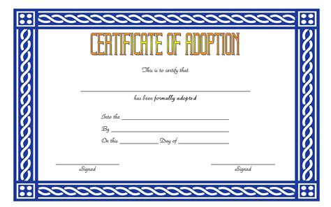 Adoption Certificate Template ~ Sample Certificate