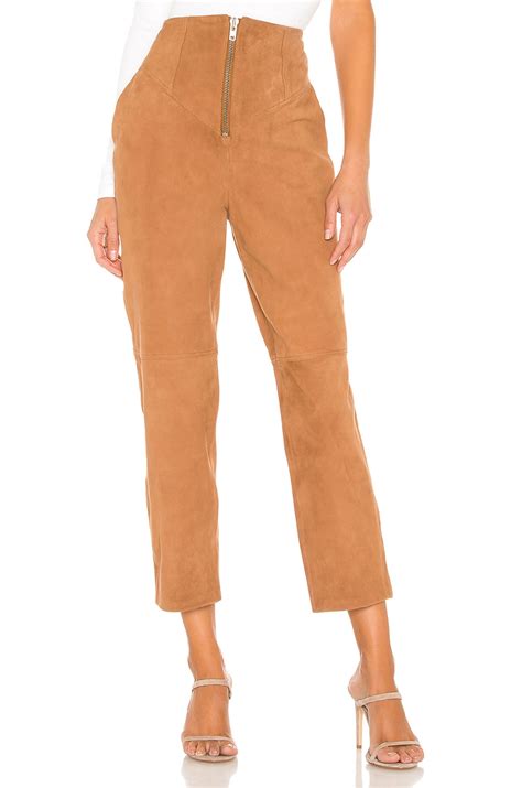 L Academie Ansley Leather Pant In Nude Camel Revolve