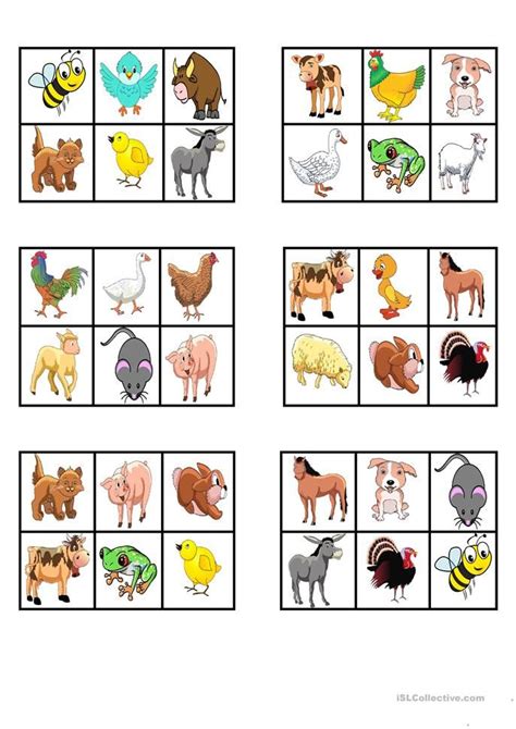 Farm Animals Bingo English Esl Worksheets En 2020 Loterias Para