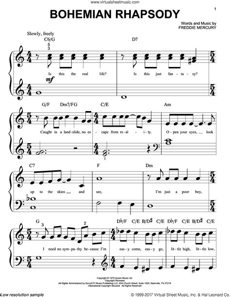 Bohemian Rhapsody Free Piano Sheet Music Pdf Bi