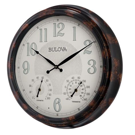 Bulova 24 In H X 24 In W Indoor Outdoor Wall Clock With Metal Case
