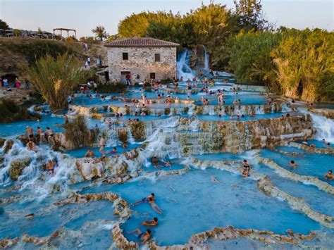 Toscane Italy Natural Spa With Waterfalls And Hot Springs At Saturnia