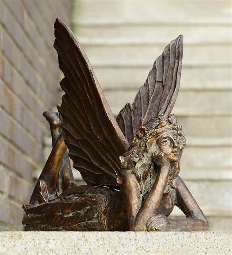 Resting Fairy Garden Sculpture With Antiqued Bronze Finish All