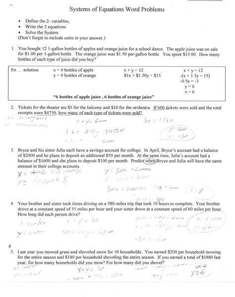 On wednesday you saw 12 robins on one tree and 7 on another tree. Algebra 1 Worksheet Linear Equation Word Problems Answers | Algebra Worksheets Free Download