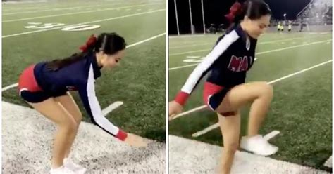 This Viral Video Of A Cheerleader Stepping Over An Invisible Box Has The Internet Freaking Out