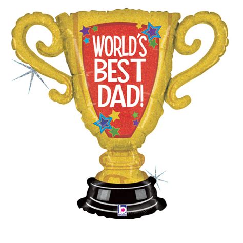 Worlds Best Dad 33 Holographic Trophy Foil Balloon
