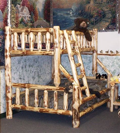 Rustic bedroom furniture sets from rocky top can transport you to a simpler time. Amish Rustic Log Bunk Beds | Log furniture, Rustic log ...