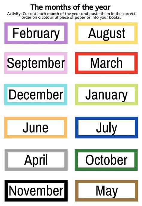 Months Worksheet For Kindergarten Mirko Busto