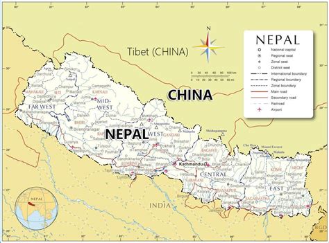 Nepal Tibet Guide Map Travel Maps Of Nepal And Tibet