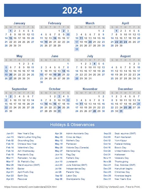 Vertex42 Printable Calendar 2024 Benni Catrina
