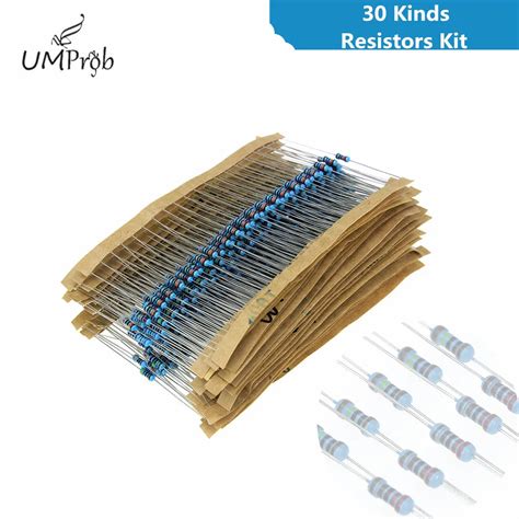 30 Kinds 1 4w Resistance 1 Metal Film Resistor Pack Assorted Kit 1k 10k