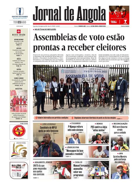 Jornal De Angola Terça 23 De Agosto De 2022