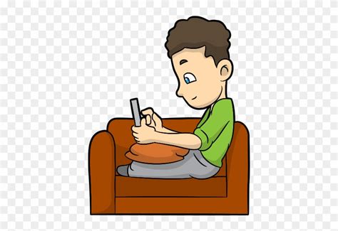 File Relaxed Cartoon Guy Using His Phone At Home Svg Clipart 2382241