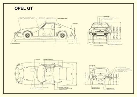 Choose your favorite car drawings from 10,725 available designs. technical drawing 1 opel gt 1900 | technical drawing Opel ...