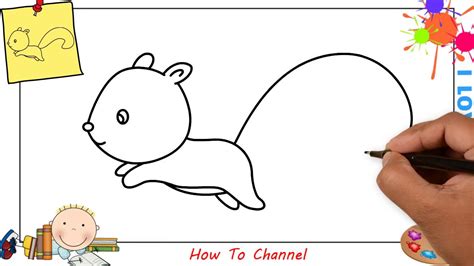 How To Draw A Squirrel Easy Step By Step For Kids Beginners Children