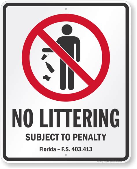 No Littering Law Signs By State