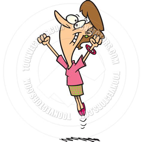 Cartoon Woman Jumping In Joy By Ron Leishman Toon Vectors Eps 11236 Xx5des Clipart Suggest