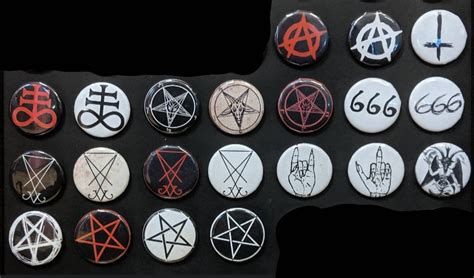 Satanic Occult Witchcraft Symbols 3 Pin Button Badge Set 1 14 Round