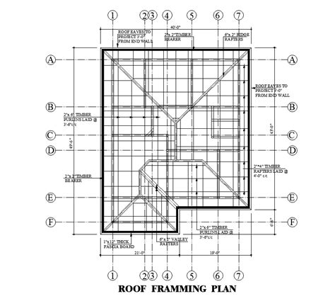 Roof Framing Plan Of 34x44 House Plan Is Given In This Autocad