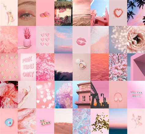 Pink Collage Kit Beige Wall Collage Kit Aesthetic Collage Images And