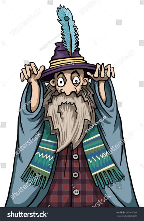 Crazy Wizard Character Vector Illustration Stock Vector Royalty Free