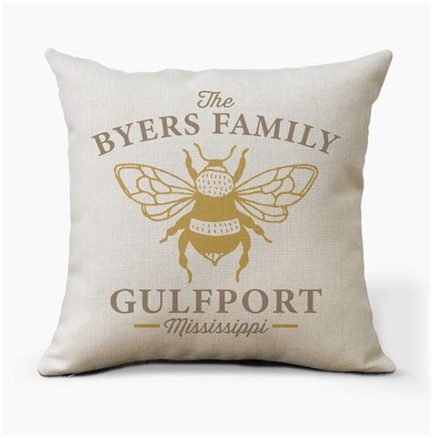 Personalized Pillow Honey Bee Personalized Pillows Pillows Blue