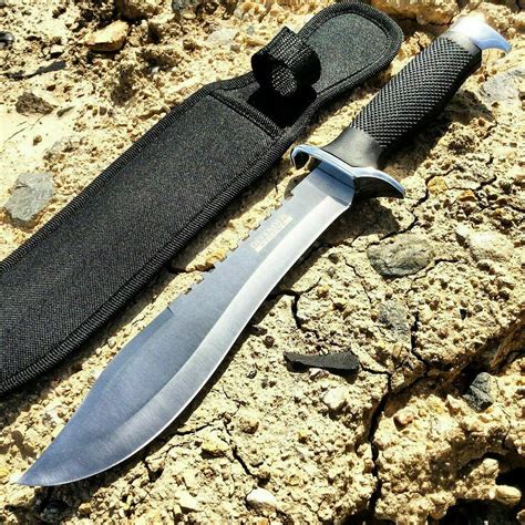 13 Tactical Hunting Fixed Blade Survival Bowie Knife Black Sheath